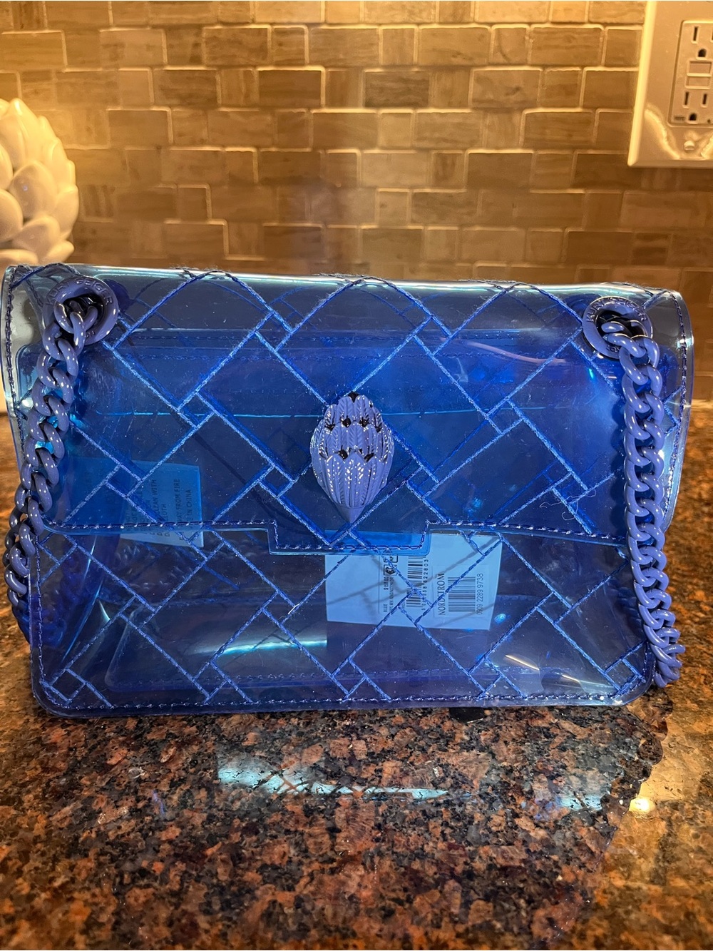 Kurt Geiger Blue Micro Vinyl Kensington Bag